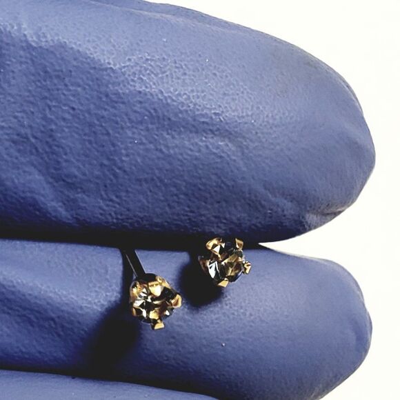 Swarovski Crystal Element - Gold Overlay Light Blue Stone "Tiny" Stud Earrings - Picture 11 of 12